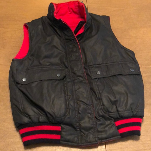 VTG Reversible Red & Black Snap Down Ski Vest M - Picture 6 of 8